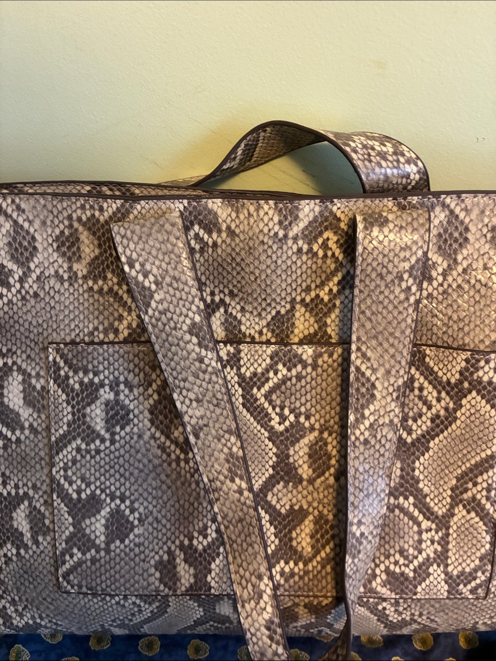 Carlos by Carlos Santana Snake-Print Tote in Taupe and Brown